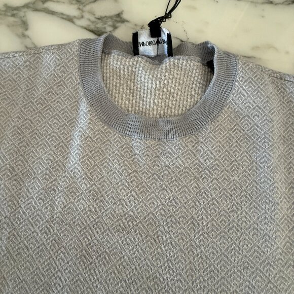 Emporio Armani 100% Virgin Wool Gray Men's crewneck sweater, Size XL - Picture 4 of 14